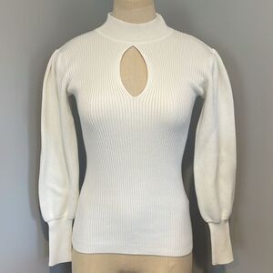Boston Proper Ribbed Mock Neck Keyhole Sweater Size XXS